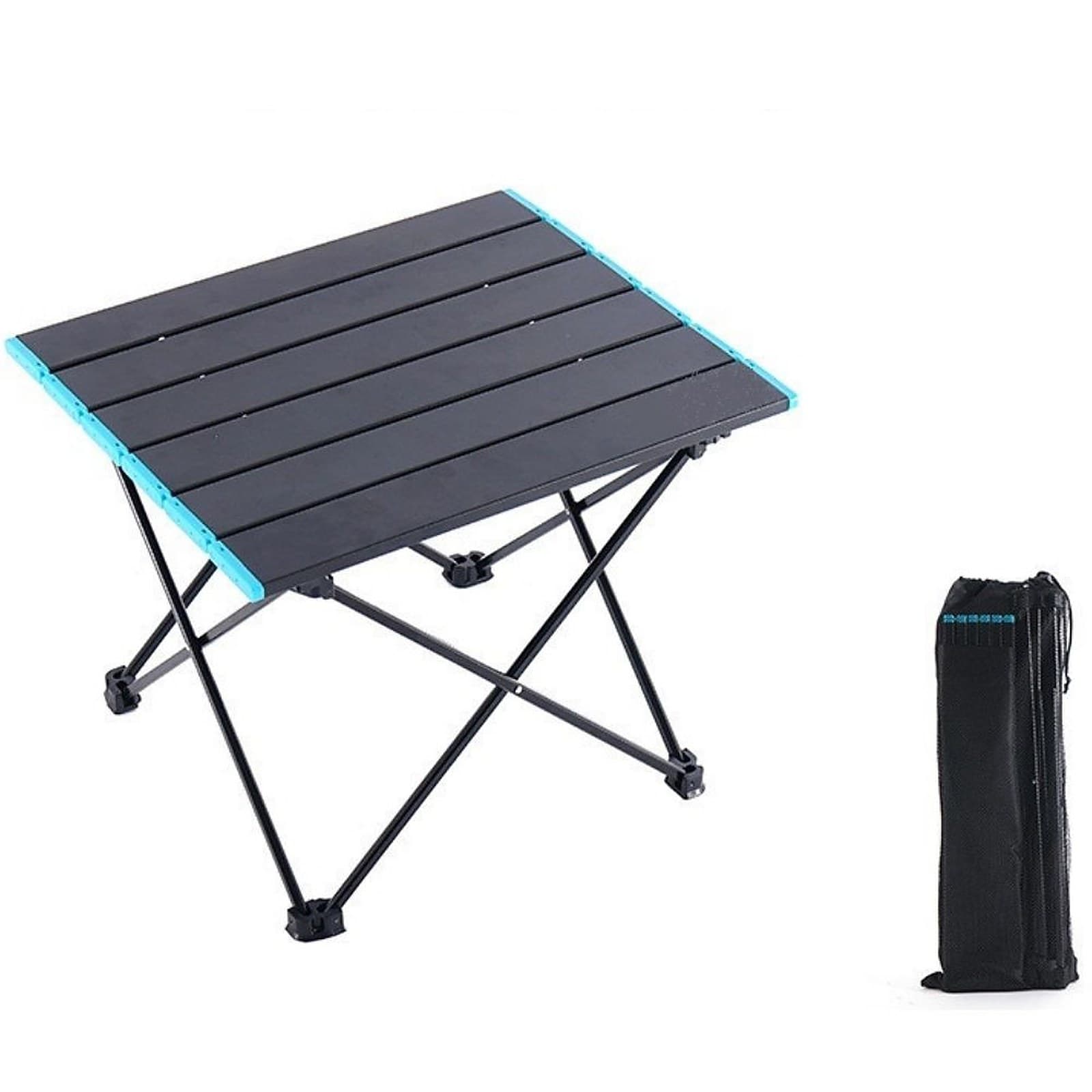 Portable Aluminum Camping Table, Ultralight Folding with Carry Bag for Outdoor, Picnic, BBQ, Beach, Home, Small Black