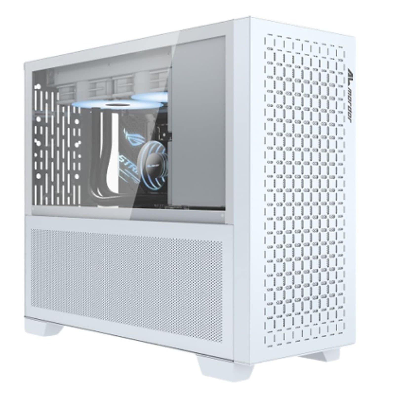 ALmordor Mini Tower Computer PC Case Sparkle 170M Lite MATX, Mini ITX Chassis for Gaming Desktop, White