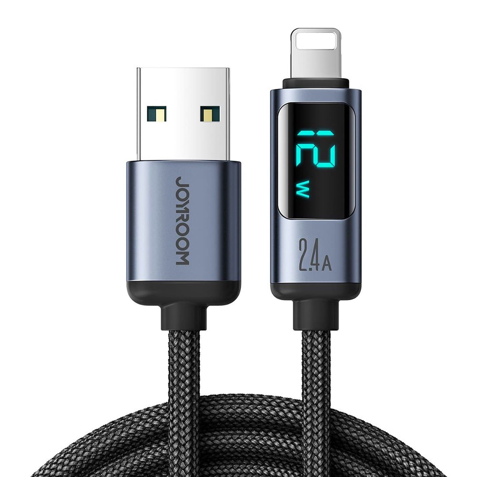 JOYROOM USB A to Lightning Data Cable with LED Display, Fast Charging and High-Speed Data Transfer for iPhone and iPad, 1.2M