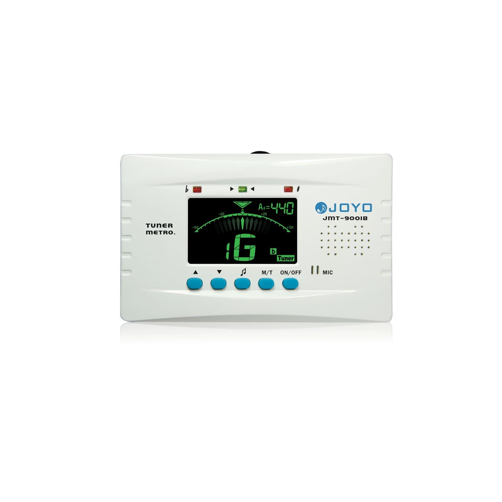 Joyo JMT-9001B 3-in-1 Backlit Digital Metronome, Chromatic Tuner, and Tone Generator for Guitar, Bass, Violin, Ukulele, White
