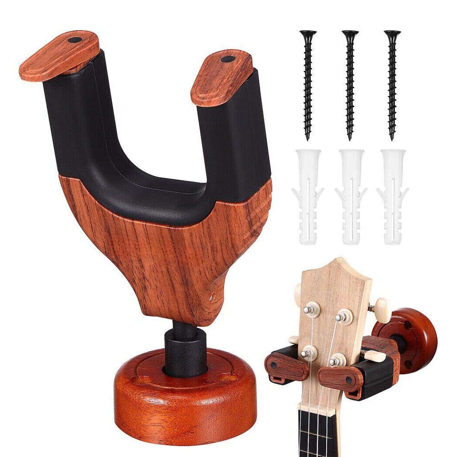 Maro Music Guitar Wall Mount, Solid Mahogany Wood Holder, Auto Lock, Hanger for Acoustic, Electric, Bass and Classical Guitars