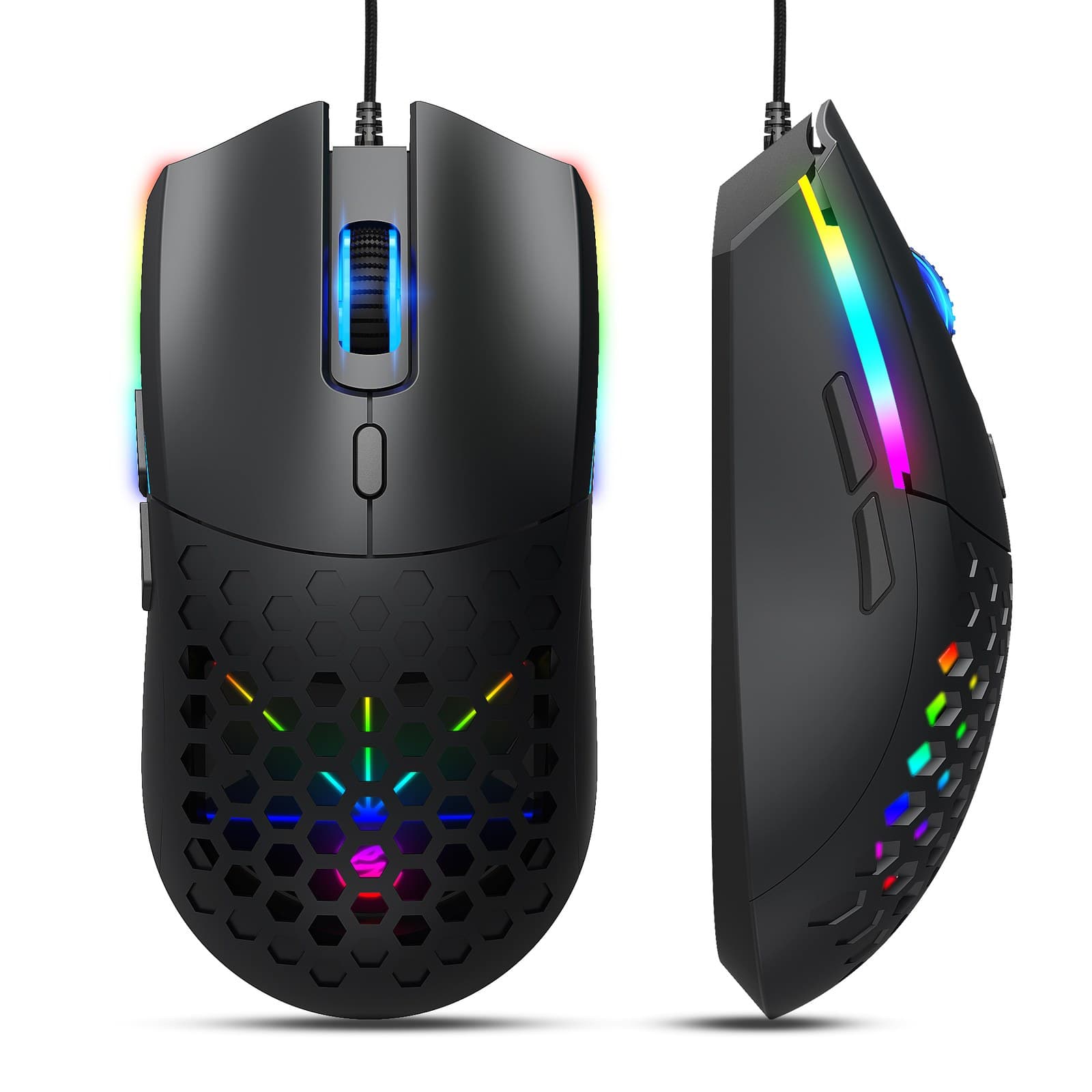 Snaketh RGB Gaming Mouse, Wired Optical Mouse with 7200 DPI, Huano 10M Click Switches, Matte UV Finish
