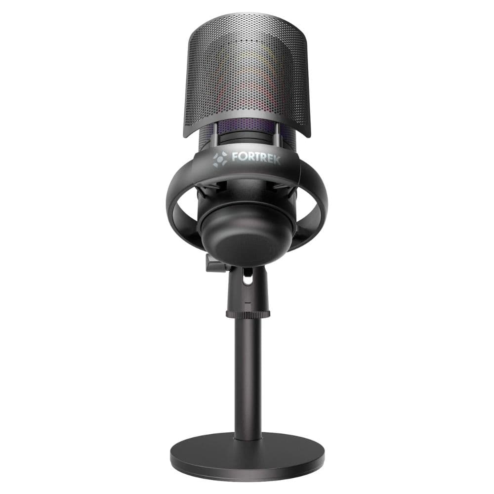 Fortrek MIC10 USB Gaming Microphone Cardioid 14mm Condenser Mic with Anti-Pop Screen, Black