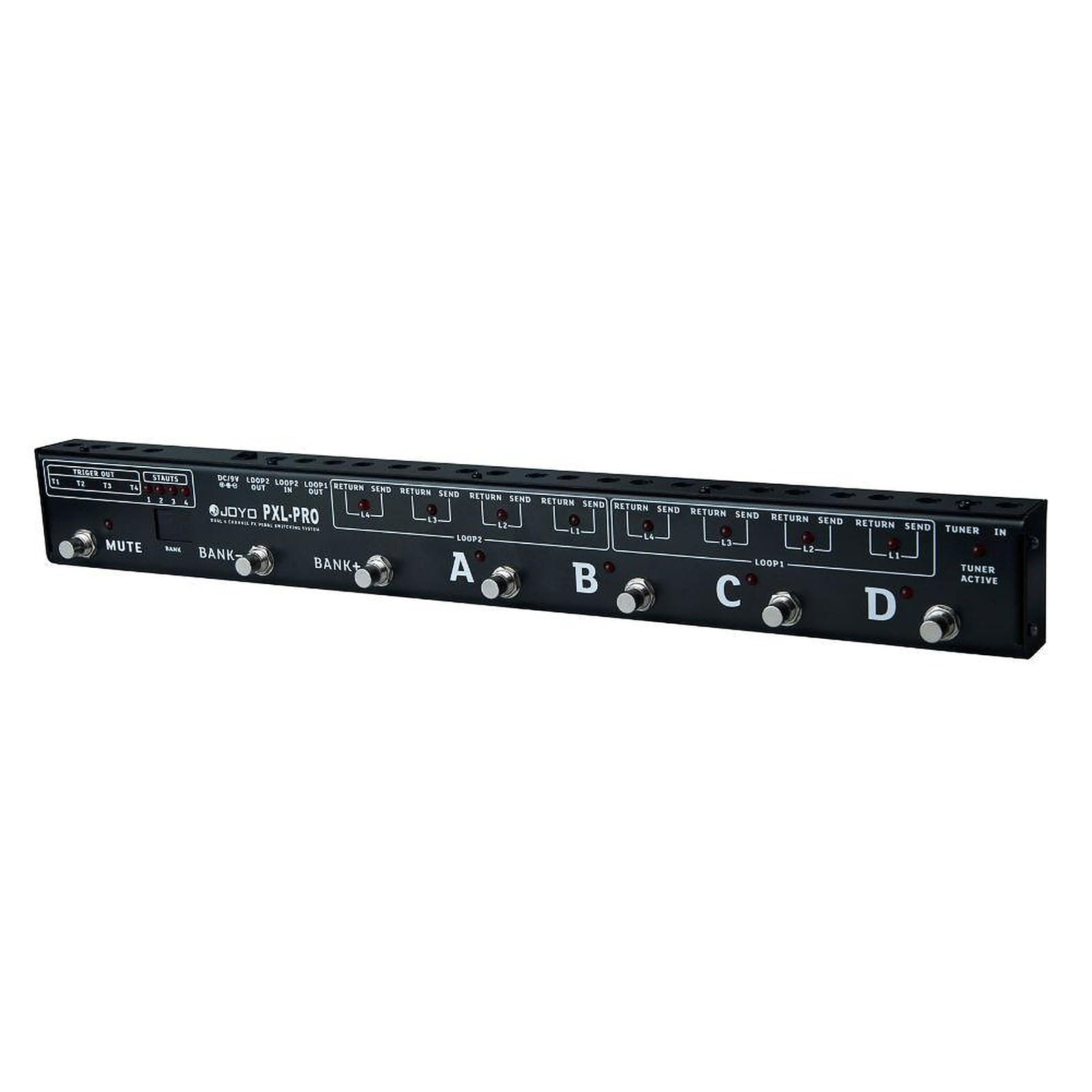Joyo PXL-PRO Guitar Foot Effect Pedal Controller, Dual 4-Channel 8 Loop Programmable FX Switcher with Amp Switching, Black