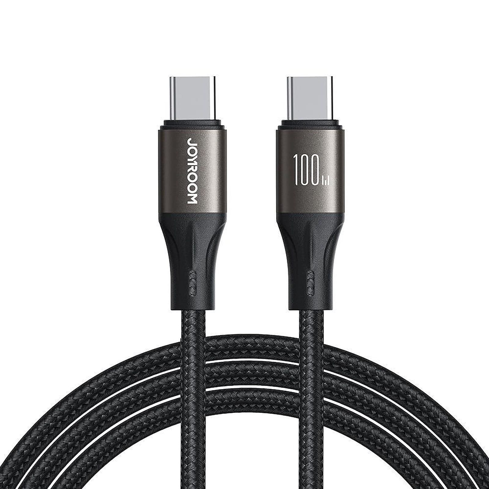Joyroom USB Type-C to Type-C 100W Fast Charging and Data Cable, Nylon Braided Charger for iPhone, iPad, 1.2m, Black