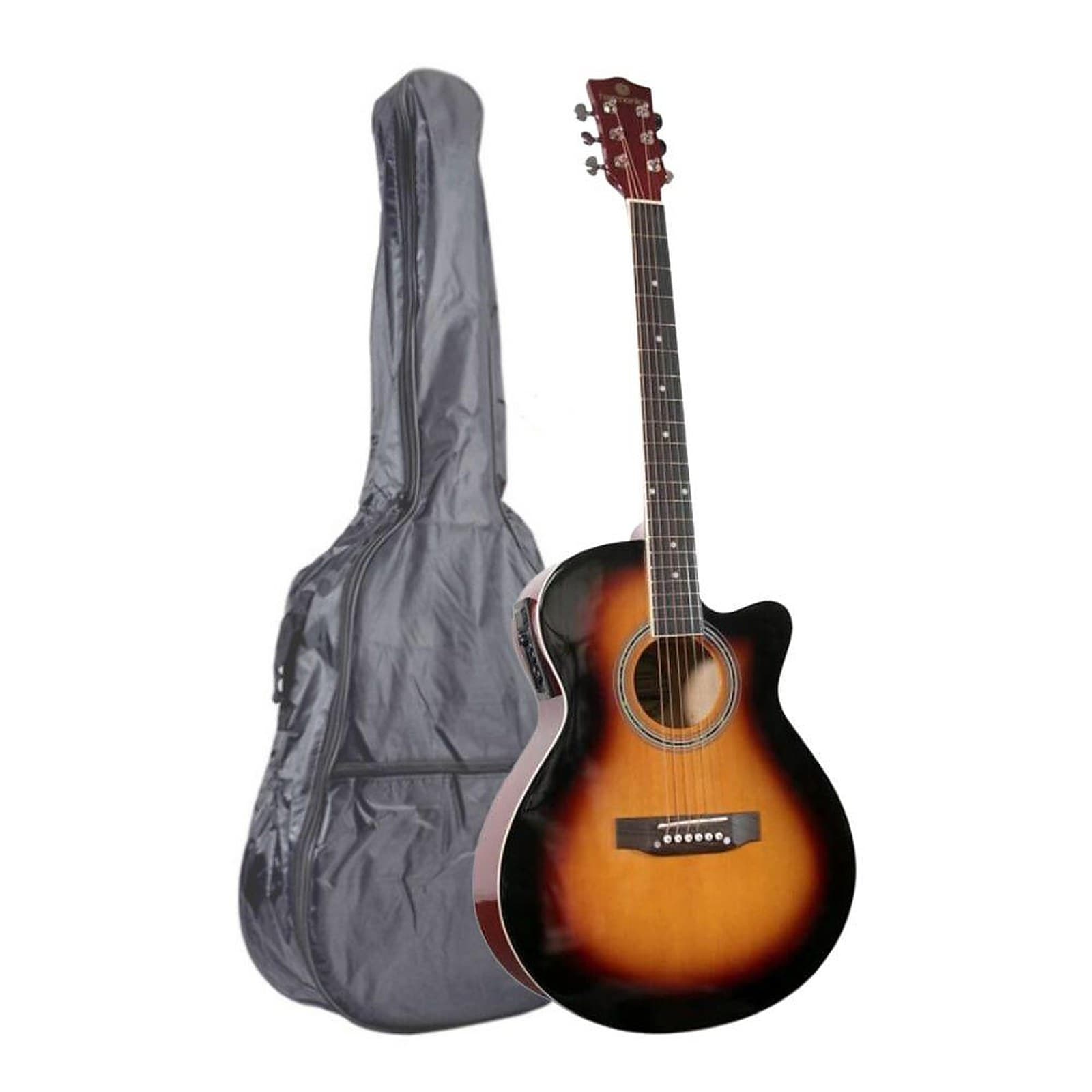 Harmonics AGE21 40 Inch Acoustic Guitar Steel String Cutaway for Beginner with Carrying Bag, Guitar Instrument, Sunburst