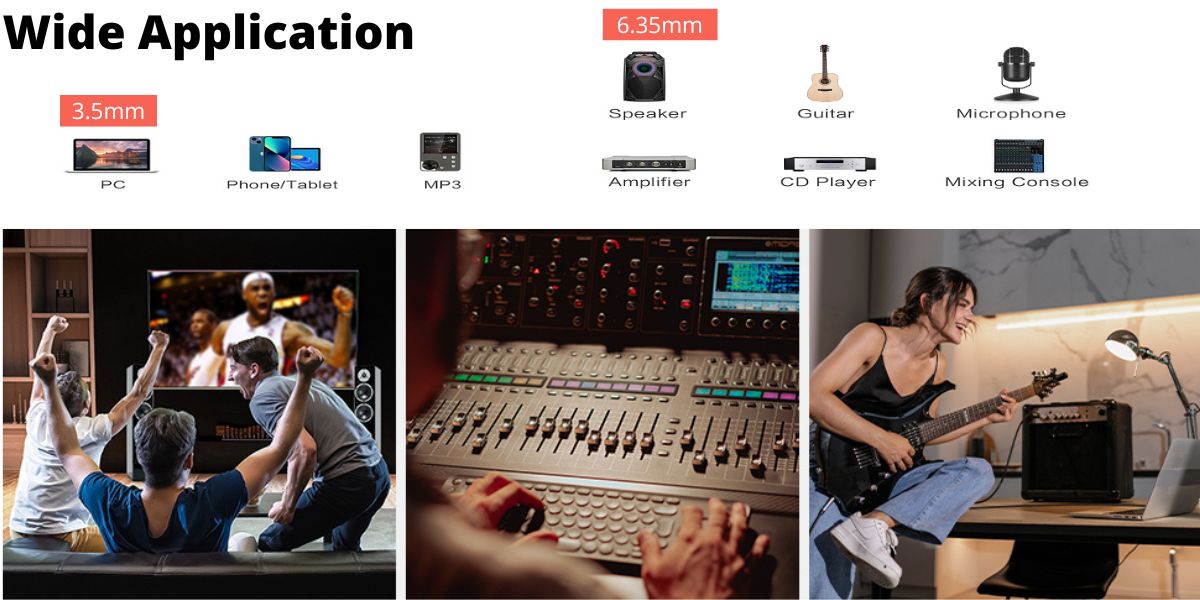 3.5mm 18″ TRS to Dual 6.35mm 14″ TS Mono Y Cable Splitter Cord 4