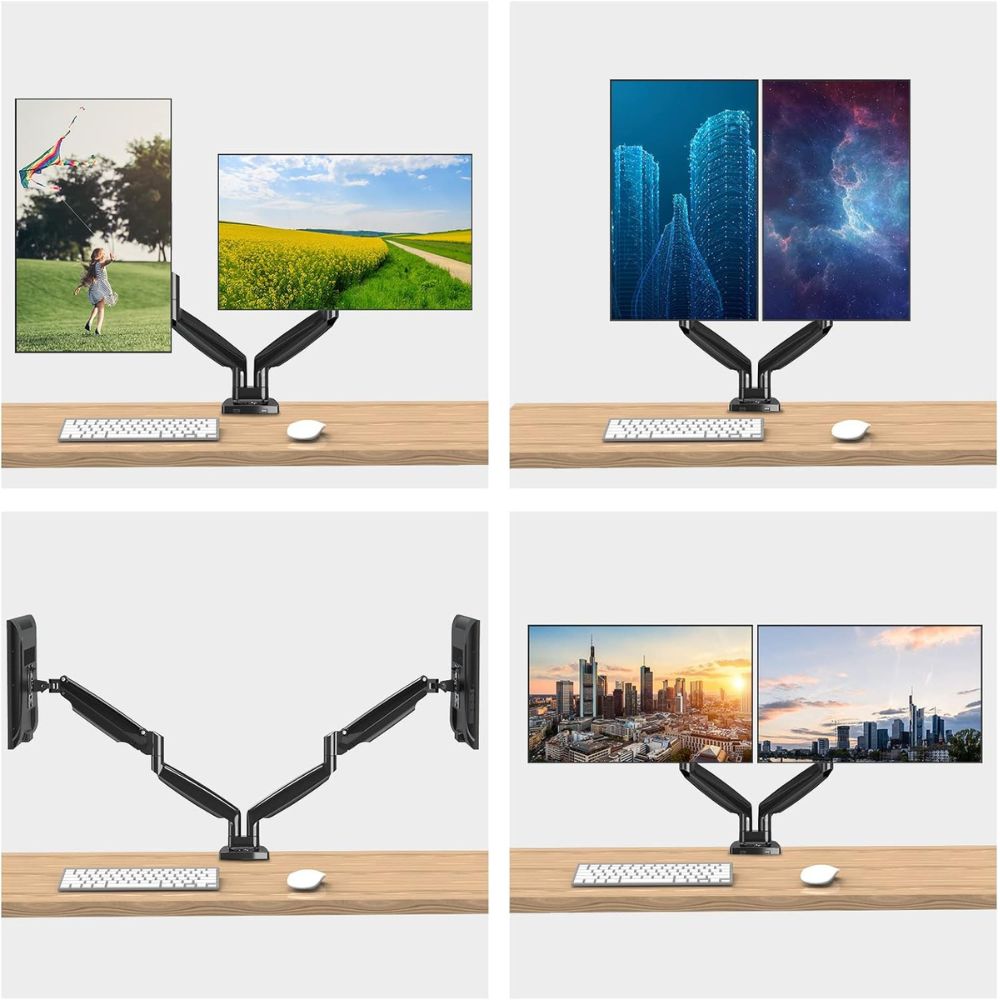 Fortrek FK441S 81032 Double Monitor Desk Mount Arms Dual Stand (10)