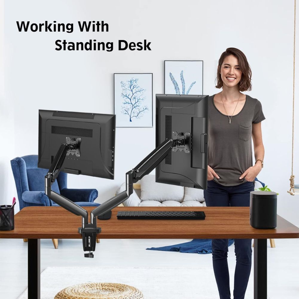 Fortrek FK441S 81032 Double Monitor Desk Mount Arms Dual Stand (11)