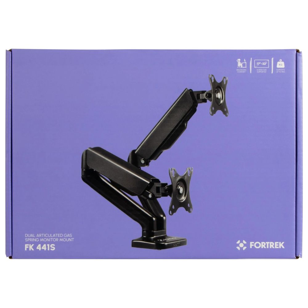 Fortrek FK441S 81032 Double Monitor Desk Mount Arms Dual Stand (2)