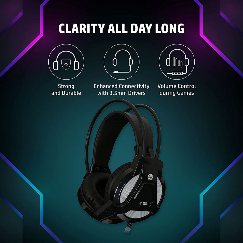 HP H100 Wired Gaming PC Headset with Microphone, Computer Headphones, Dual 3.5mm Jacks - Image 7