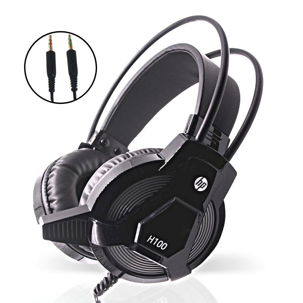 HP H100 Wired Gaming PC Headset with Microphone, Computer Headphones, Dual 3.5mm Jacks