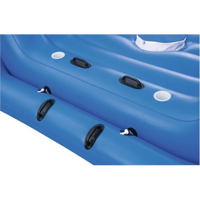 Inflatable Floating Island Lounger with Sunshade, Floating Island Pool Water Float with Sound Bar and Cup Holder - Image 11