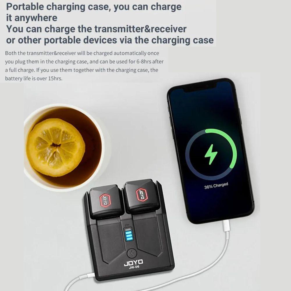 JOYO JW-06 5.8GHz Digital Wireless Guitar Transmitter and Receiver with Portable Charging Case for Guitar, Bass, and Electric - Image 8