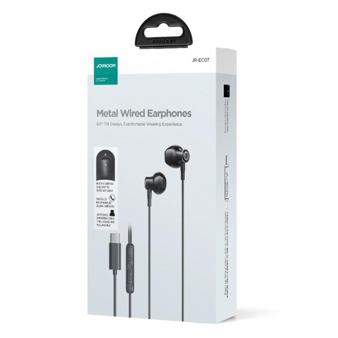 Joyroom Type-C Metal In-Ear Wired Earphones, Earbuds High-Quality Sound, Headset Universal USB-C Connector Compatible, Black - Image 10