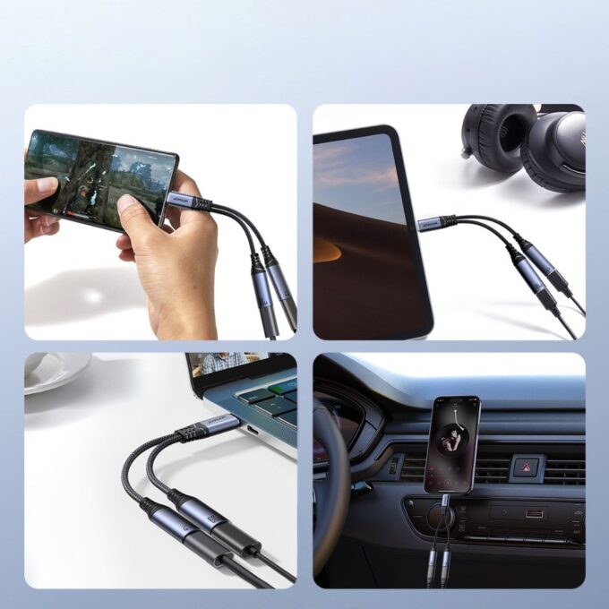 Joyroom SY-C03 2-in-1 USB-C Audio Adapter, Dual USB Type C Ports for Fast Charging, iPhone 15/ 16, Android, Black - Image 7