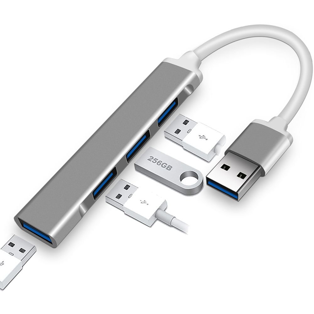 Maro 4-Port USB A 3.0 Hub Adapter Ultra-Slim, High-Speed Data Transfer, and Charging