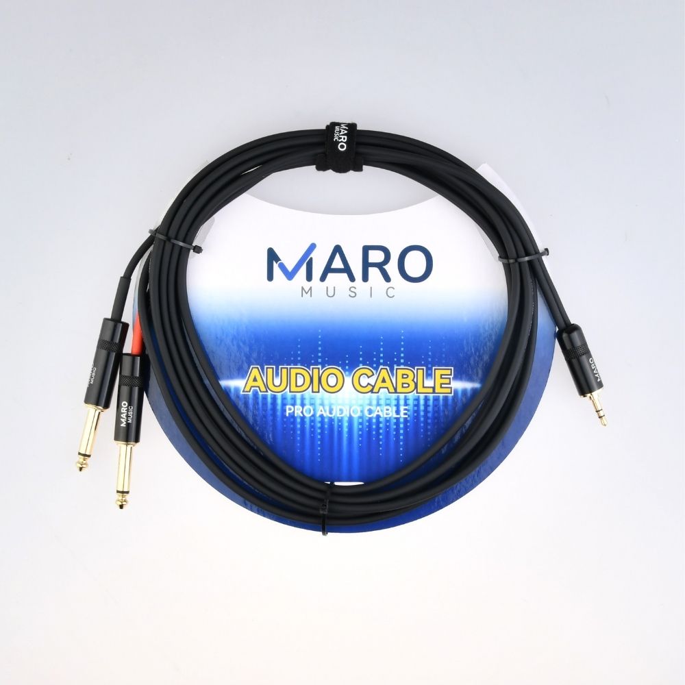 Maro Music 3.5mm 1/8" TRS to Dual 6.35mm 1/4" TS Mono Y Cable Splitter Cord for Computer, Laptop, Multimedia Speakers, 10ft - Image 7