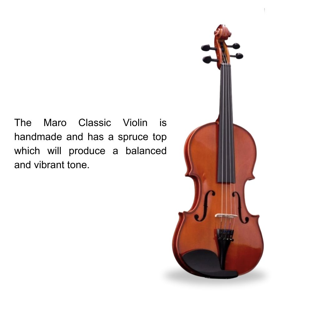 Maro Music 4/4 Full-Sized Classic Violin Ebony Parts for Intermediate Advanced with Case, Bow, Rosin Polisher, Bridge - Image 3