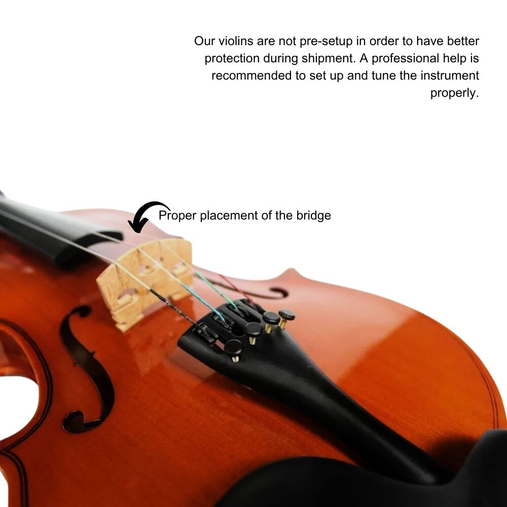 Maro Music 4/4 Full-Sized Classic Violin Ebony Parts for Intermediate Advanced with Case, Bow, Rosin Polisher, Bridge - Image 9