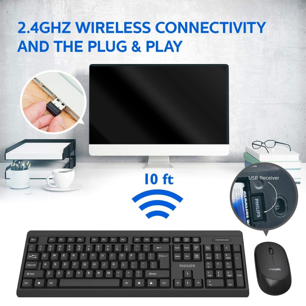 Philips SPT6314 (C314) Wireless Keyboard and Mouse Combo, Compact, Quiet - Image 3