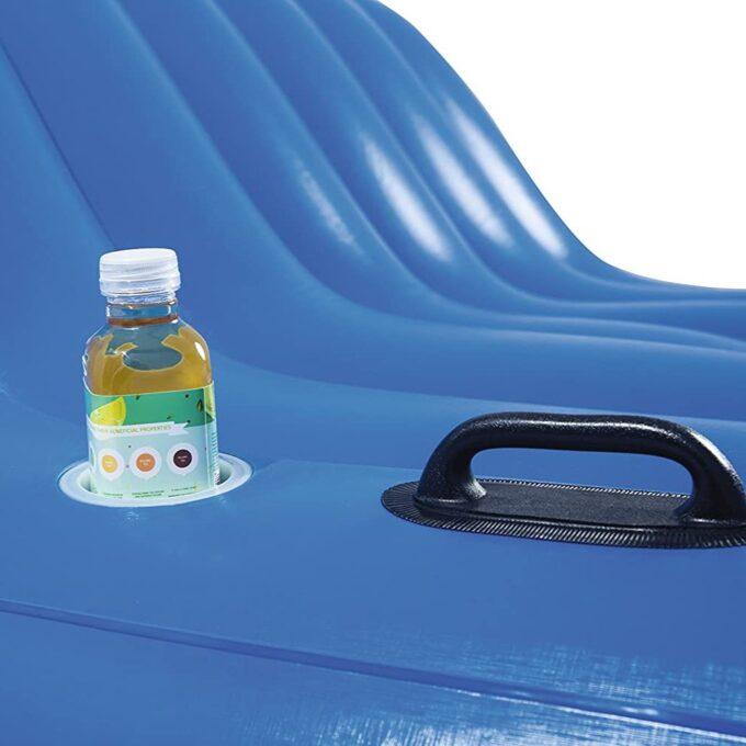 Inflatable Floating Island Lounger with Sunshade, Floating Island Pool Water Float with Sound Bar and Cup Holder - Image 8