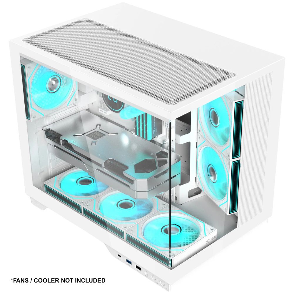 Fortrek Clarity Max White Transparent Mid Tower ATX Gaming PC Case with Tempered Glass, Gamer Computer Case - Image 4