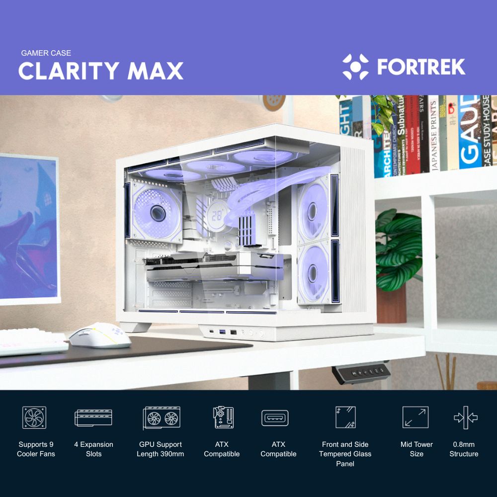 Fortrek Clarity Max White Transparent Mid Tower ATX Gaming PC Case with Tempered Glass, Gamer Computer Case - Image 6