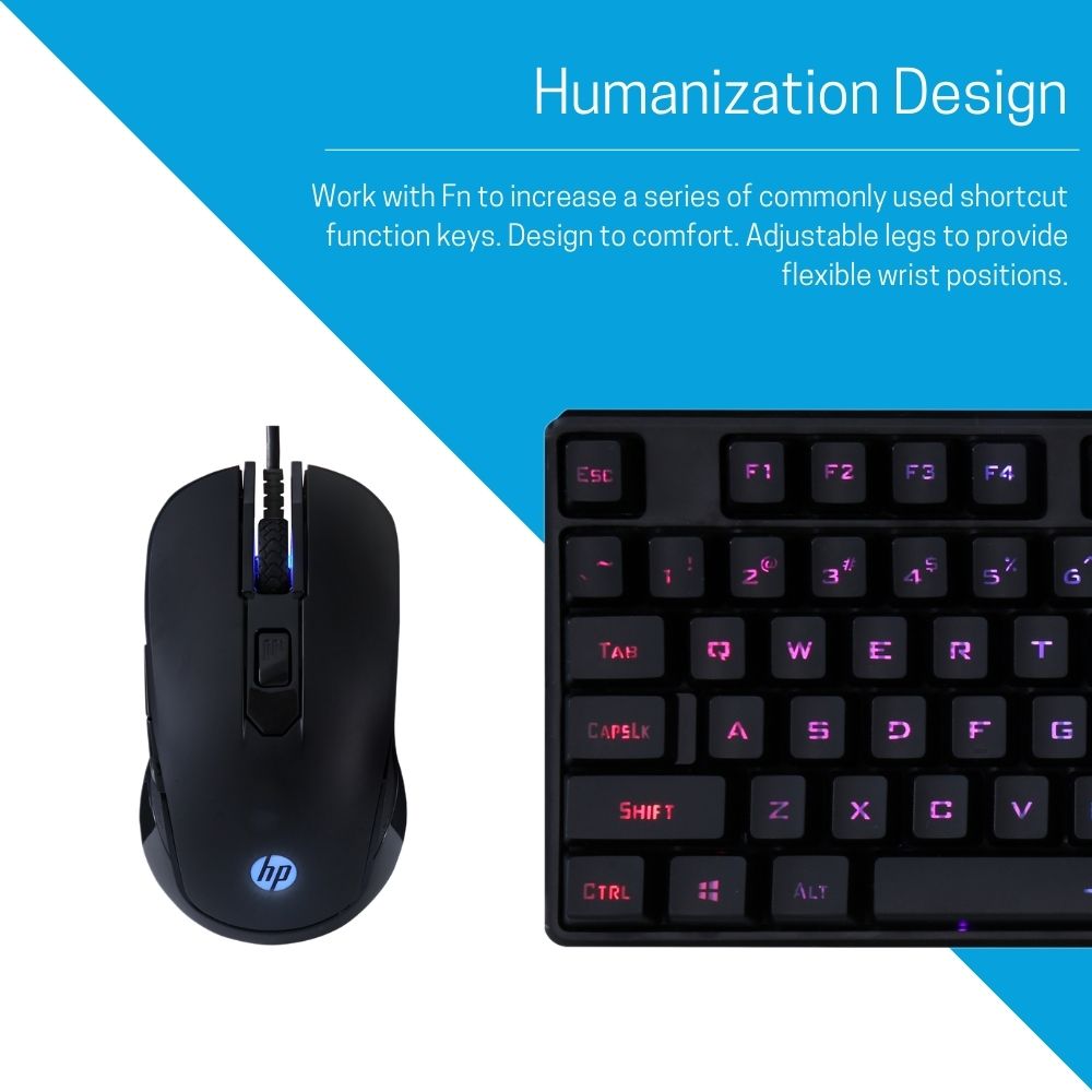 HP KM200 USB Wired Gaming Keyboard and Mouse Combo Set for Computer, Laptop, PC, Black - Image 4