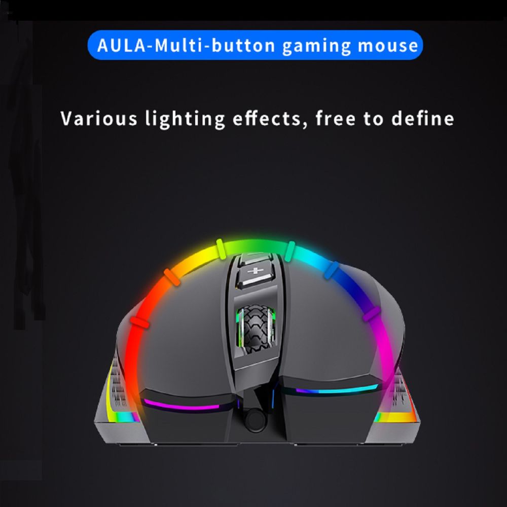 AULA F805 Wired Gaming Mouse, 7 Keys, Up to 6400 DPI, Chroma Breathing Backlight, Ergonomic Optical Mouse for PC Gamers, Black - Image 7