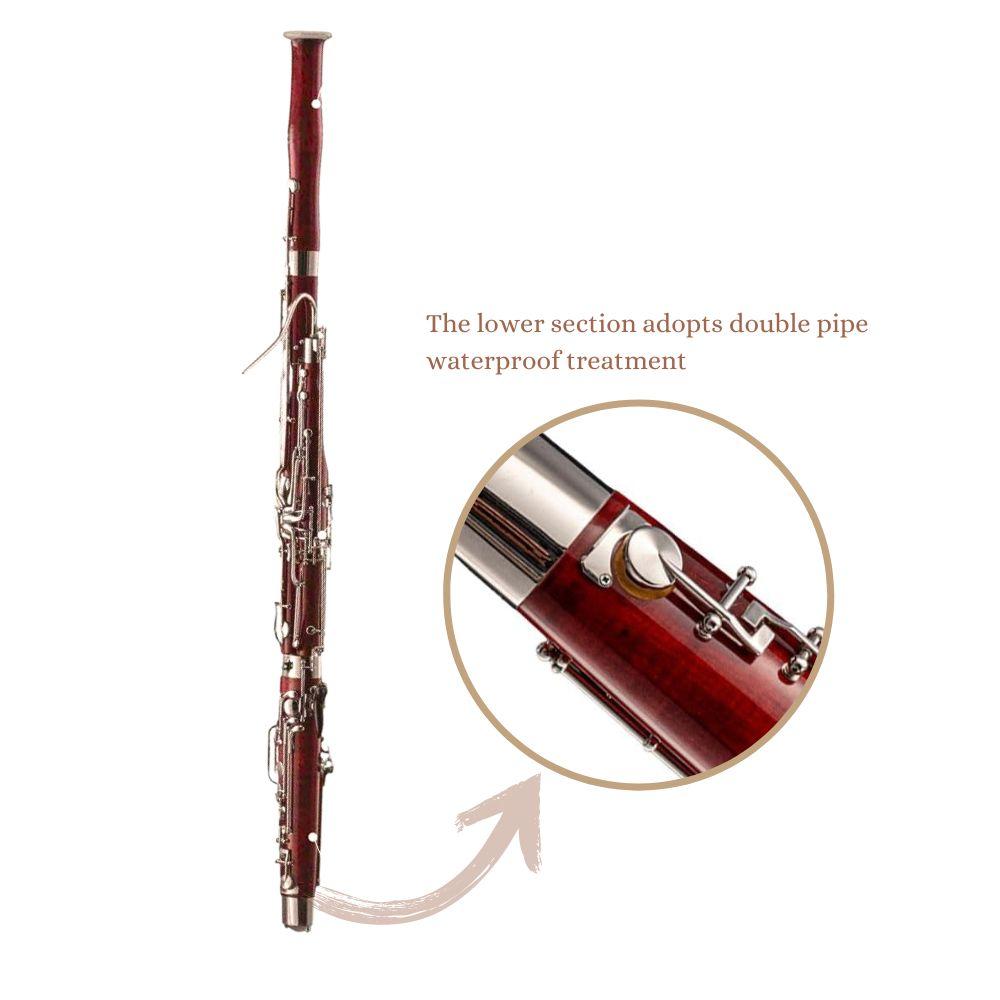 Harmonics Maple Wood Bassoon C Key, Full German Key System, Nickel-Copper Plated with Case for Professional and Student - Image 3