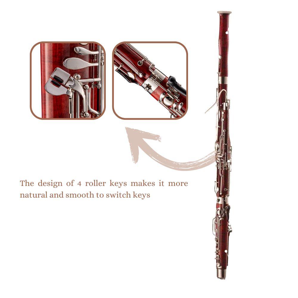 Harmonics Maple Wood Bassoon C Key, Full German Key System, Nickel-Copper Plated with Case for Professional and Student - Image 4