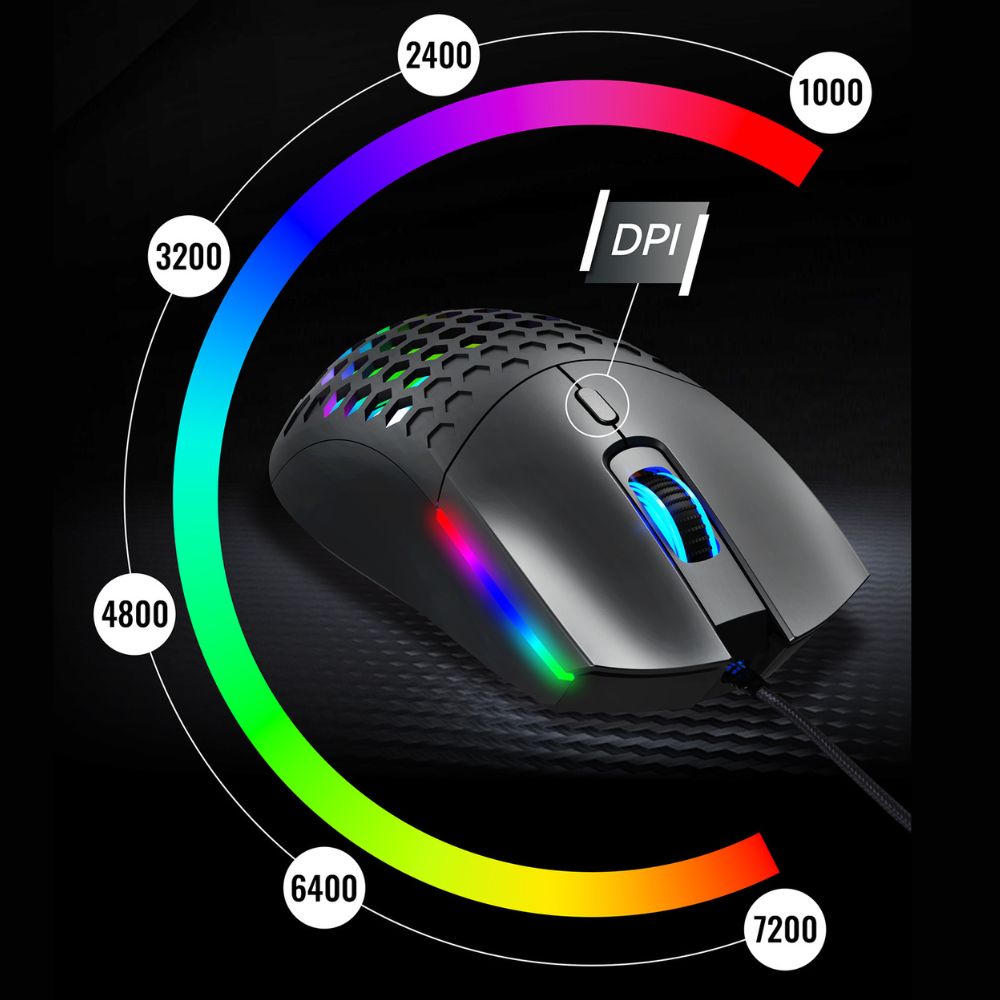 Snaketh RGB Gaming Mouse, Wired Optical Mouse with 7200 DPI, Huano 10M Click Switches, Matte UV Finish - Image 7